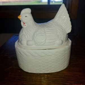 Vintage hen on the nest